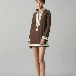 Tory Burch chocolate brown cotton Tory tassel tunic